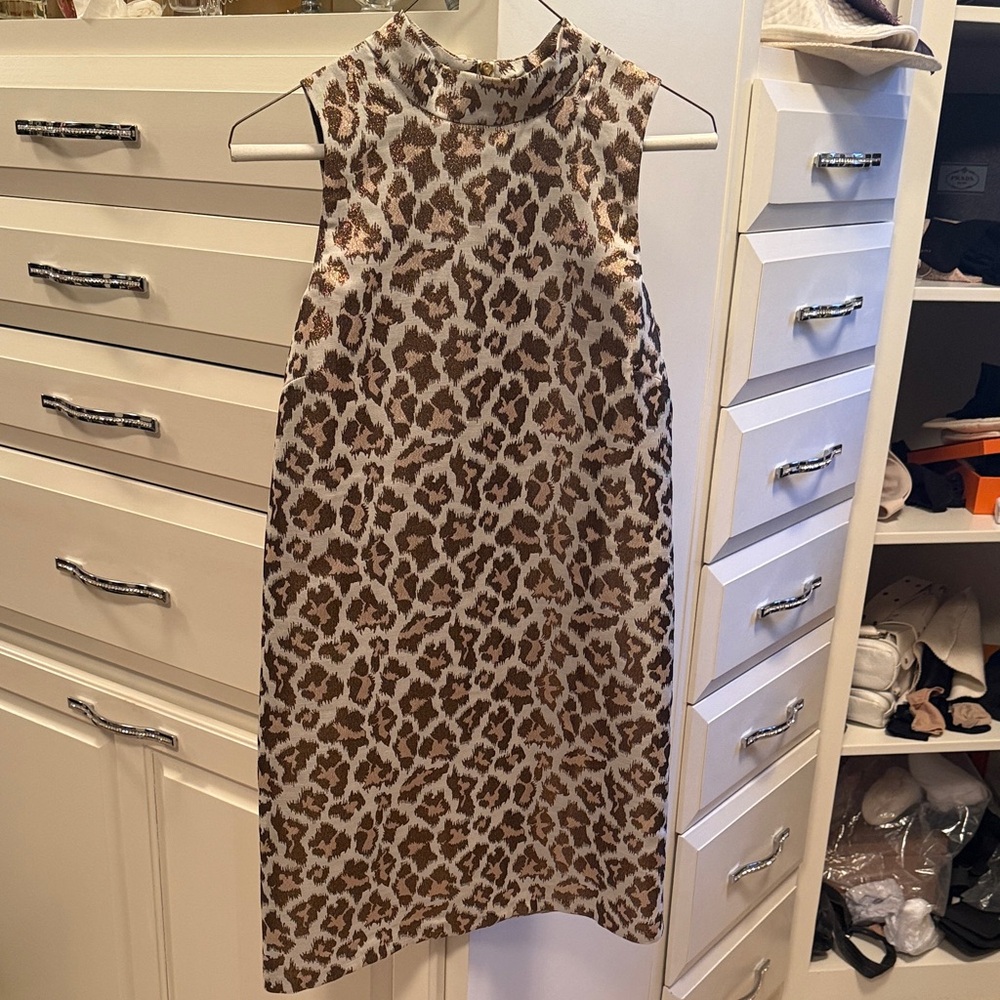 VENUS Leopard Print Mini Dress - Brown and Cream